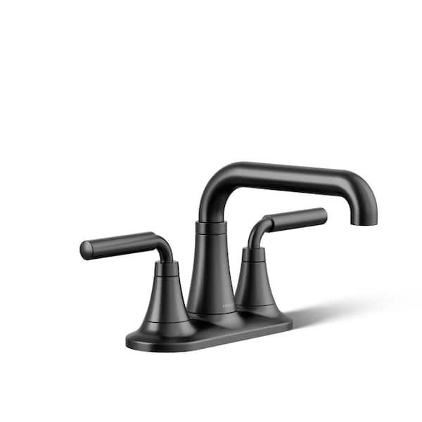 KOHLER Tone 4 in. Centerset Double Handle 1.2 GPM Bathroom Faucet in Matte Black