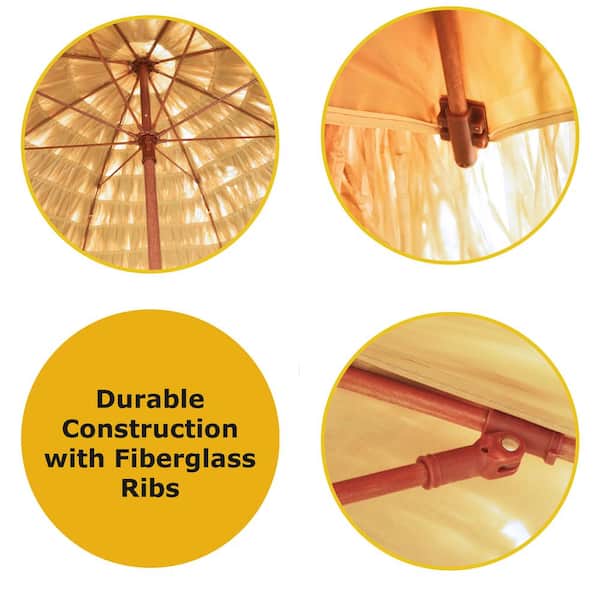 9.5 ft. Steel Market Hawaiian Style Palapa, Tiki Thatch Beach, Patio Umbrella in Natural Hula