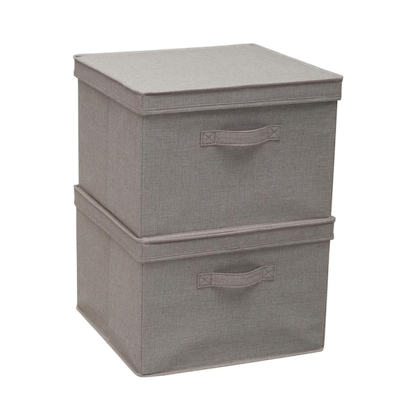 Household Essentials Square KD Storage Box with Lid, Set of 2 - Silver