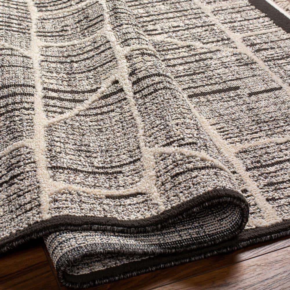 Berlin 31732 Black and Ivory Boho-Industrial Area Rug, 5'2" x 7'