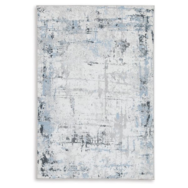 Emertonly White/Blue 8 ft. x 10 ft. Abstract Area Rug