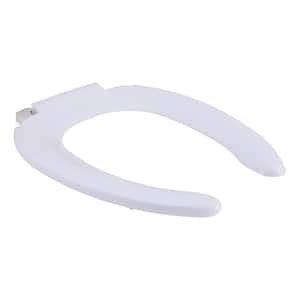 Elongated Commercial-Grade Plastic Open Front Toilet Seat in White