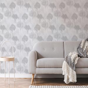 Birch Silver Non-Woven Paper Removable Wallpaper