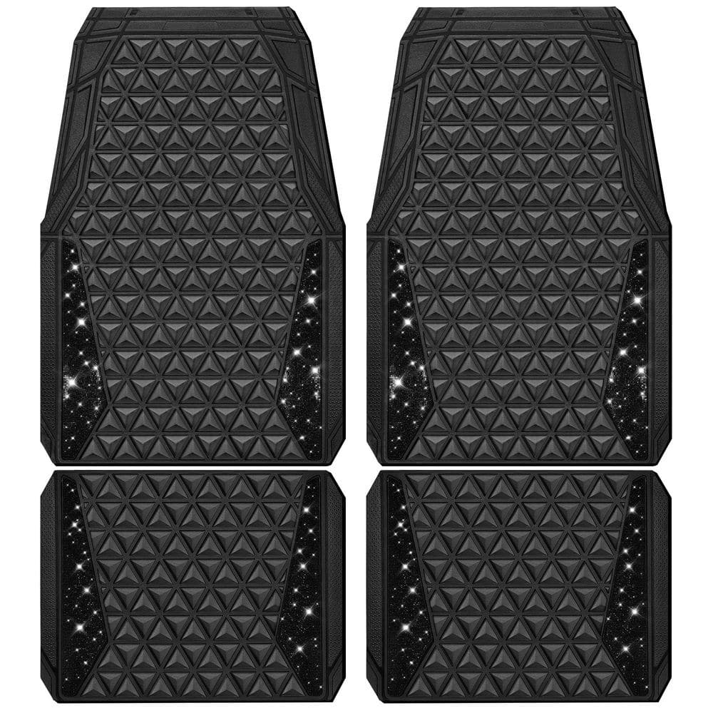 Diamond Theme Heavy Duty Rubber Car Floor Mat Cargo Mat Waterproof Anti-Slip Universal Fit Sparkly Rhinestone Set price history on PriceWatchPro