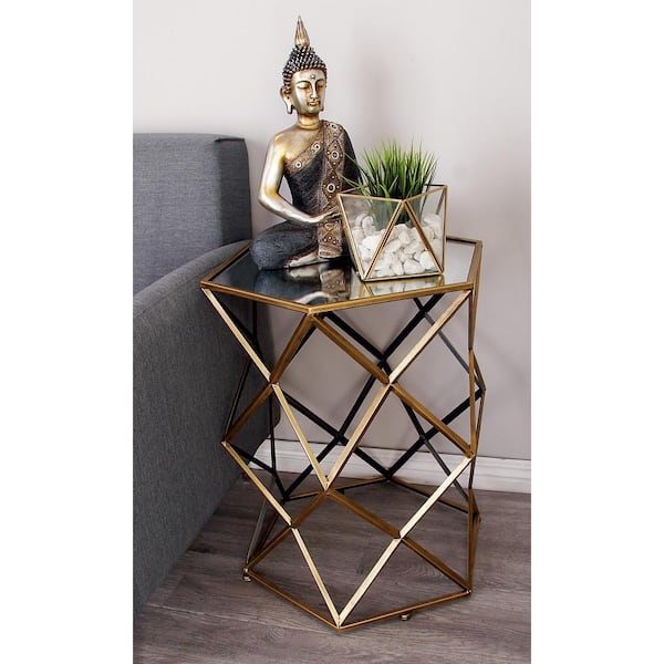 Litton Lane Brass Metal Contemporary Accent Table