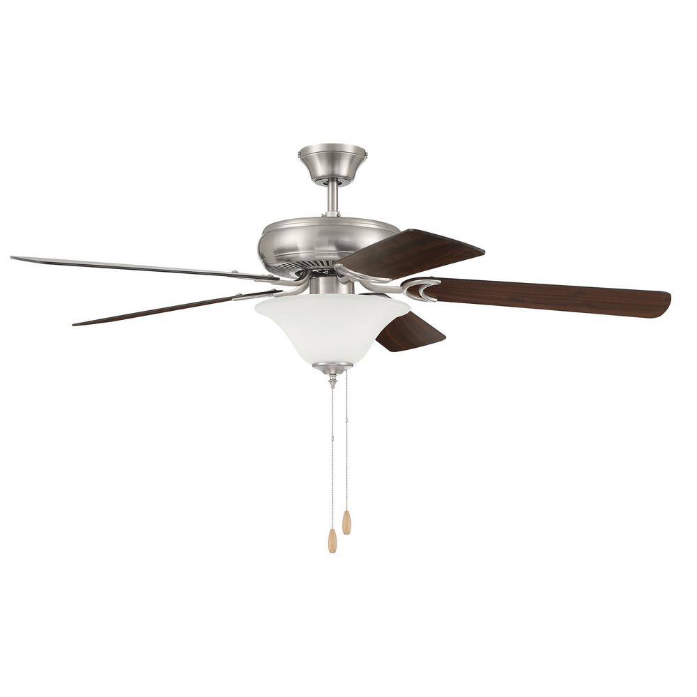 52'' Brushed Nickel Ceiling Fan with Frosted Glass Light Kit
