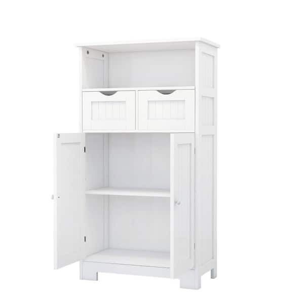 cadeninc 23.62 in. White Storage Cabinet Organizers with 2-Door and 2-Drawer