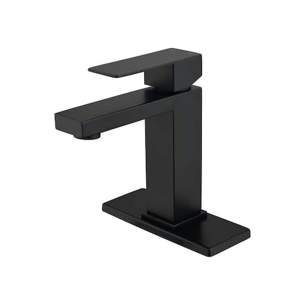 Utopia 4niture Luber Single Handle Single Hole Bathroom Sink Faucet with Deckplate Included in Matte Black