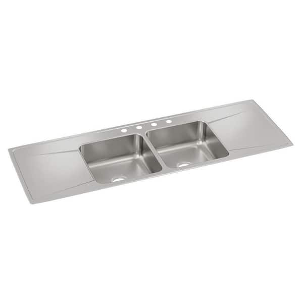 Lustertone Classic 66 in. Drop-in Double Bowl 18 Gauge Stainless Steel Kitchen Sink
