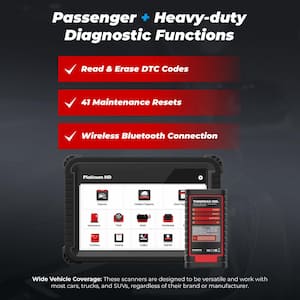 Car OBD2 Scanner Code Reader Engine Fault Code Reset Tool for Passenger & Commercial Vehicles PLATINUM HD