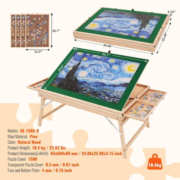 VEVOR 32.7 in. x 24.6 in. Puzzle Table with Folding Legs, 4