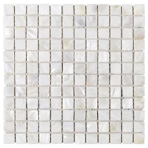 Mother of Pearl White 11.82 in. x 11.82 Squares Glossy Natural Seashell Mosaic Tile Sample