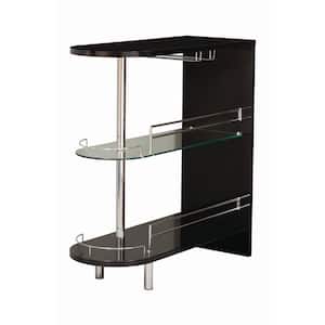 2-Holder Glossy Black and Clear Bar Table