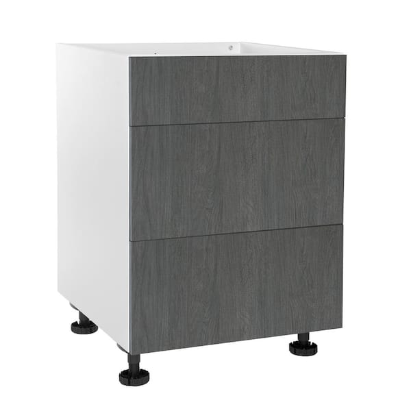 Cambridge Quick Assemble Modern Style, Carbon Marine 30 in. Base Kitchen Cabinet, 3 Drawer (30 in. W x 24 in. D x 34.50 in. H)