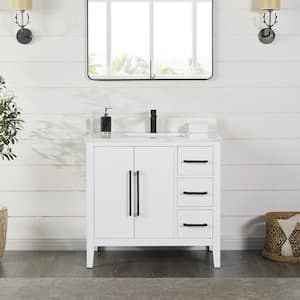 Laurel 35.2 in. W x 21.6 in. D x 33.1 in. H Bath Vanity Cabinet without Top in in White