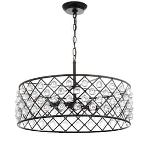 Gabrielle 23 in. 4-Light Oil Rubbed Bronze Crystal/Metal LED Pendant