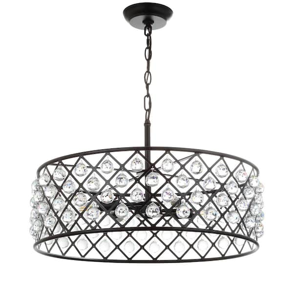 Gabrielle 23 in. 4-Light Oil Rubbed Bronze Crystal/Metal LED Pendant