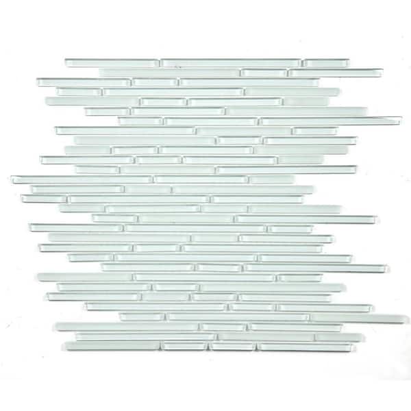 New Era White 12 in. x 12 in. Interlocking Glossy Glass Mosaic Wall Pool Floor Tile (10 sq. ft./Case)