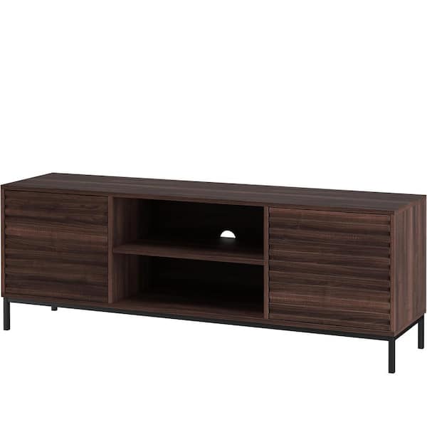 RenHome Jarrel TV Stand 2 DR Walnut holds up to 60 in. tv