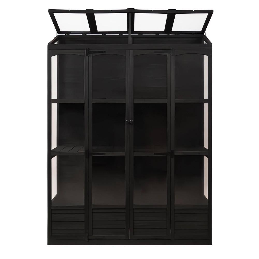 57.9 in. W x 29.1 in. D x 78.1 in. H Black 78-inch Wooden Greenhouse, Walk-