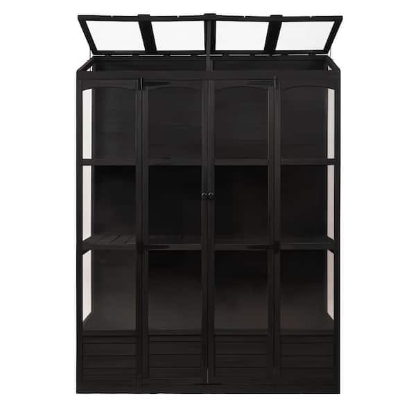 Unbranded 57.9 in. W x 29.1 in. D x 78.1 in. H Black 78-inch Wooden Greenhouse, Walk-in Outdoor Greenhouse