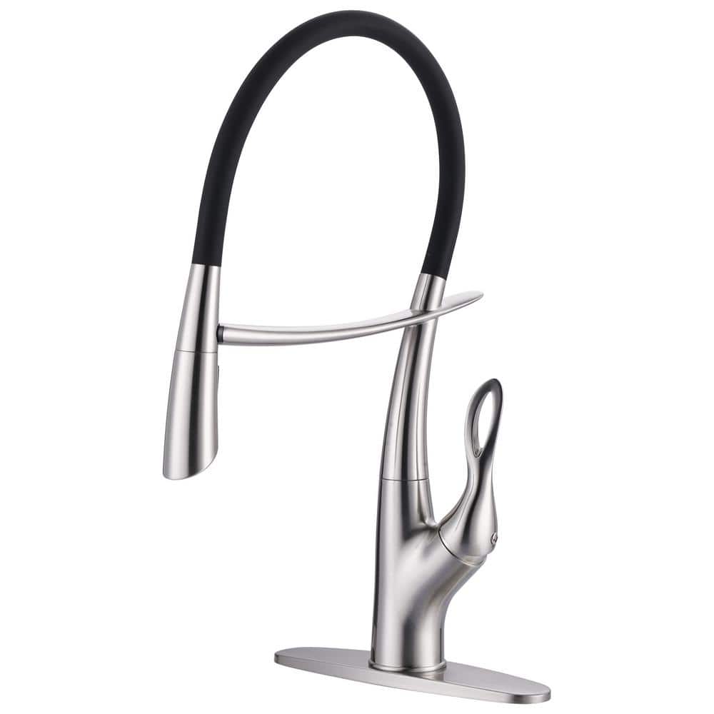Brushed Nickel Single-Handle Pull-Out Kitchen Faucet with Spray
