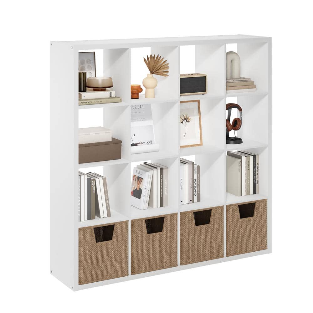 White 16-Cube Stackable Wood Storage Organizer