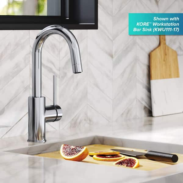 KRAUS Oletto Single Handle Kitchen Bar Faucet in Chrome Finish並行