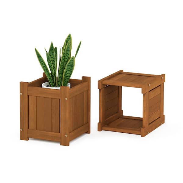 Furinno Tioman Meranti Hardwood Mini Planter Box with Seater