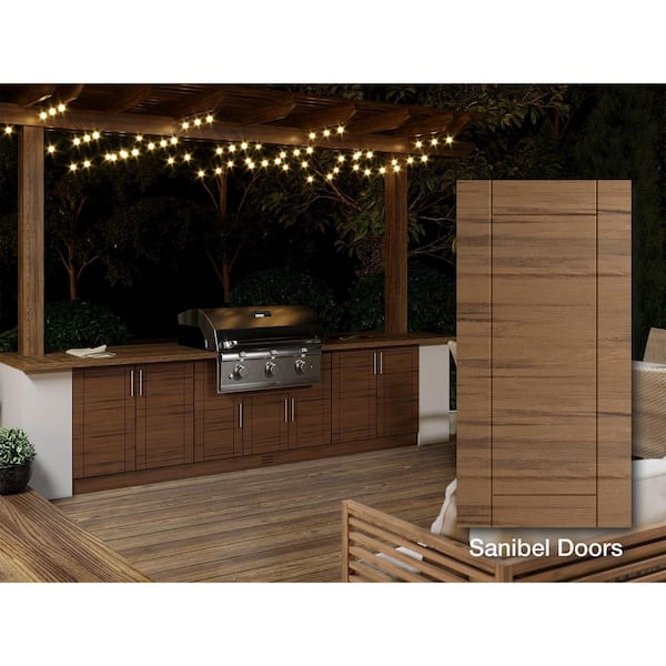Sanibel Teak 20-Piece 121.25 in. x 34.5 in. x 28.5 in. Outdoor Kitchen Cabinet Island Set