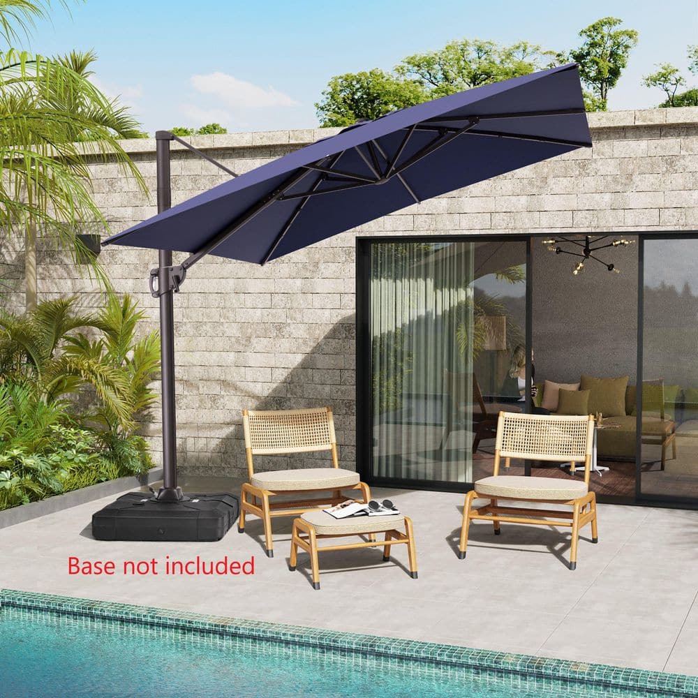 Pellebant Outdoor Patio Umbrella 9 FT x 11 FT Cantilever-Offset Umbrella with No Base Navy Blue