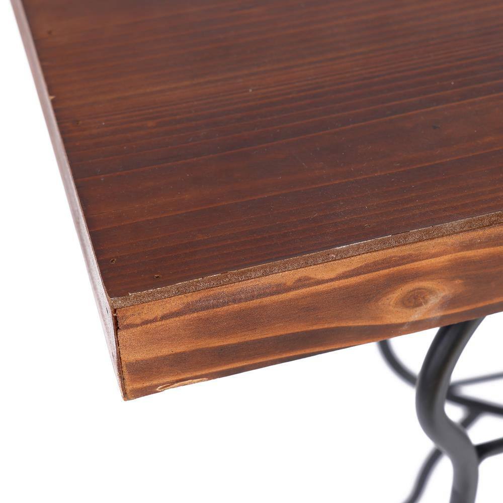 Dark Maple & Black Metal Butterfly Accent Console Table with Storage