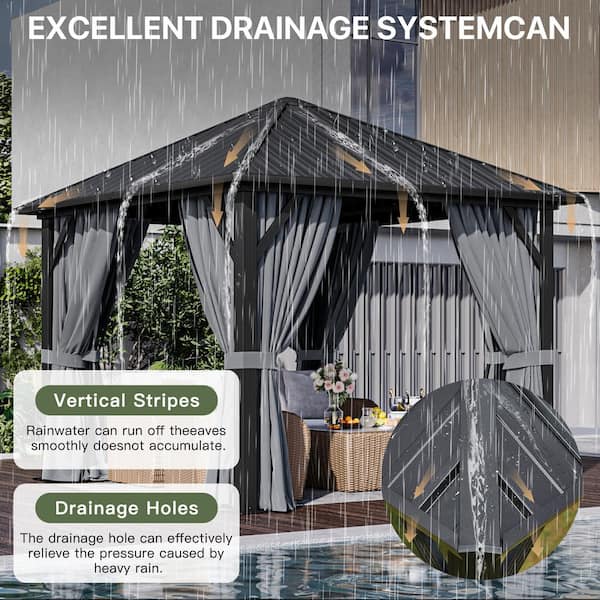 Sizzim 10 ft. W x 10 ft. D Outdoor Galvanized Steel Roof Gazebo