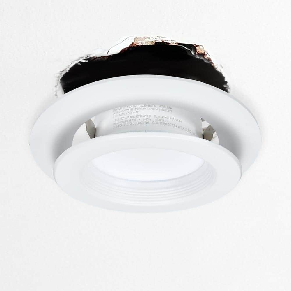 White Round Plastic Goof Rings for Recessed Lights, 6.7 Inch Diameter, 12 Pack