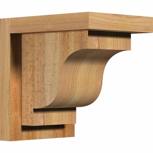 Ekena Millwork 6 in. x 8 in. x 8 in. Newport Rough Sawn Western Red Cedar Corbel with Backplate