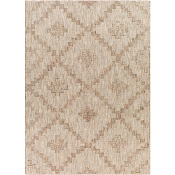 Livabliss Bunbury Brown 7 ft. x 9 ft. Indoor/Outdoor Area Rug