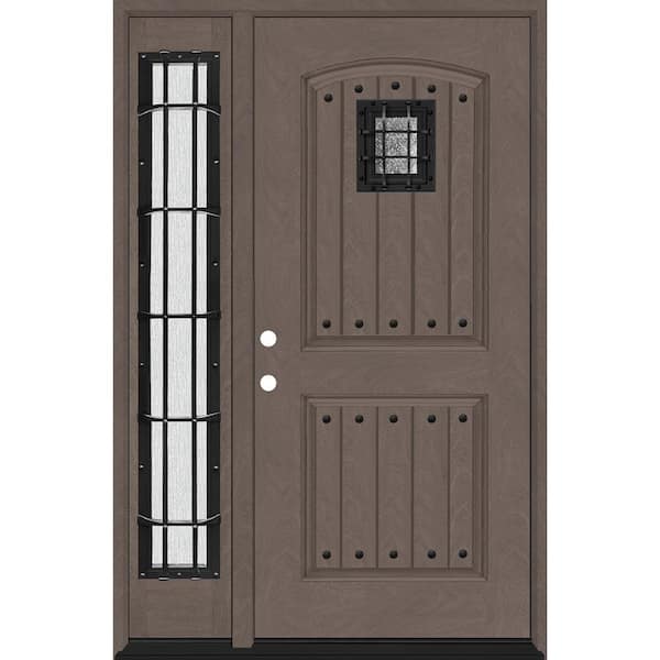 Steves & Sons Regency 51 in. x 80 in. 2Panel Plank Cavalier Speakeasy RHIS Ashwood Fiberglass Prehung Front Door w/Cavalier 12in.SL