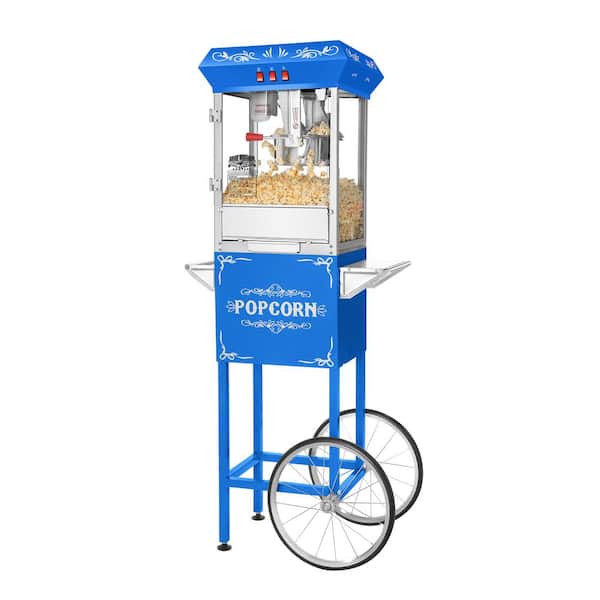 Great Northern Foundation 8 oz. Blue Hot Oil Popcorn Machine with Cart
