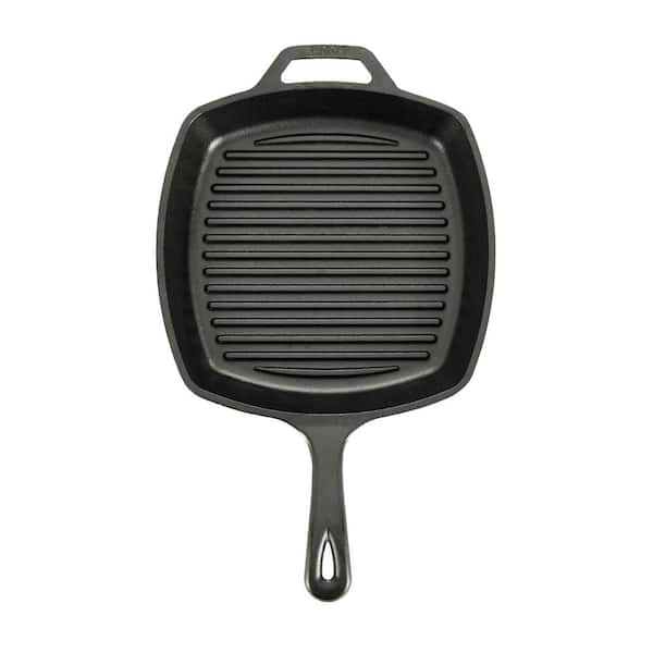 CUISINEL Versatile Pre Seasoned 10.5 in. Cast Iron Square Grill Pan with  Glass Lid C10-SG-G - The Home Depot