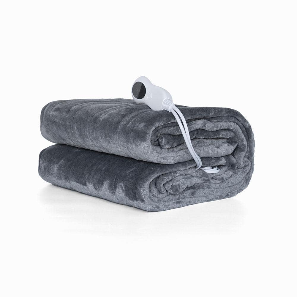 Afoxsos 71 in. x 51 in. Electric Heated Blanket in Gray Soft Flannel