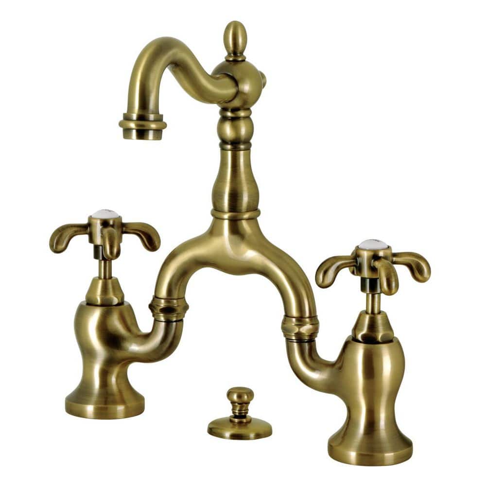 Kingston Brass KS7972TX French Country Bridge Bathroom Faucet, Polished Brass 並行輸入品 - 1