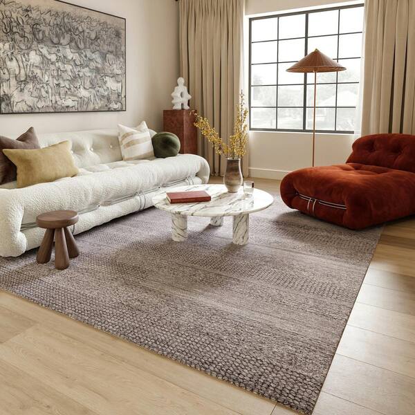 Samba Textured Cotton-Blend Gray 10 ft. x 14 ft. Indoor/Outdoor Patio Rug