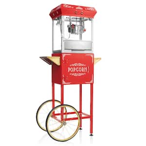 640 W 6 oz. Red Vintage Style Popcorn Machine with Cart