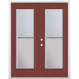60 in. x 80 in. Red Bluff Steel Prehung Right-Hand Inswing Mini Blind Patio Door with Brickmold