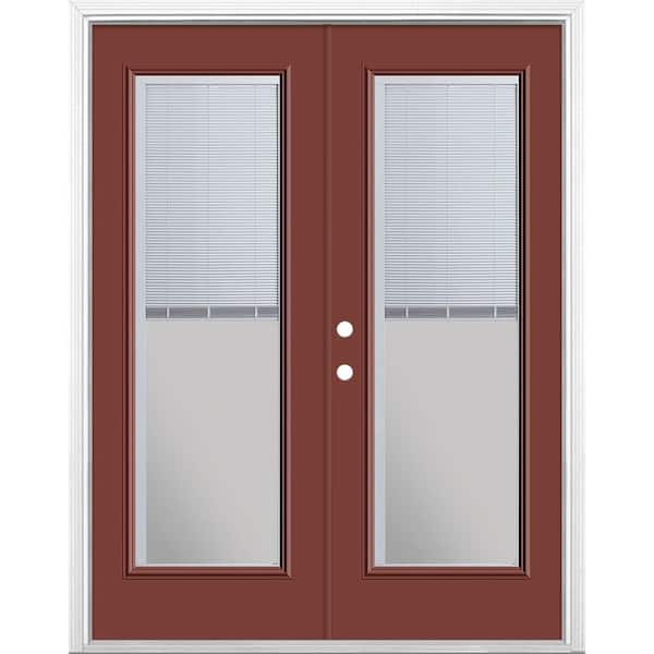 Masonite 60 in. x 80 in. Red Bluff Steel Prehung Right-Hand Inswing Mini Blind Patio Door with Brickmold