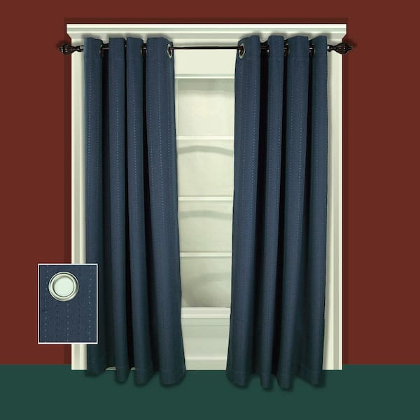 RICARDO Deep Blue Grommet Blackout Curtain - 54 in. W x 63 in. L