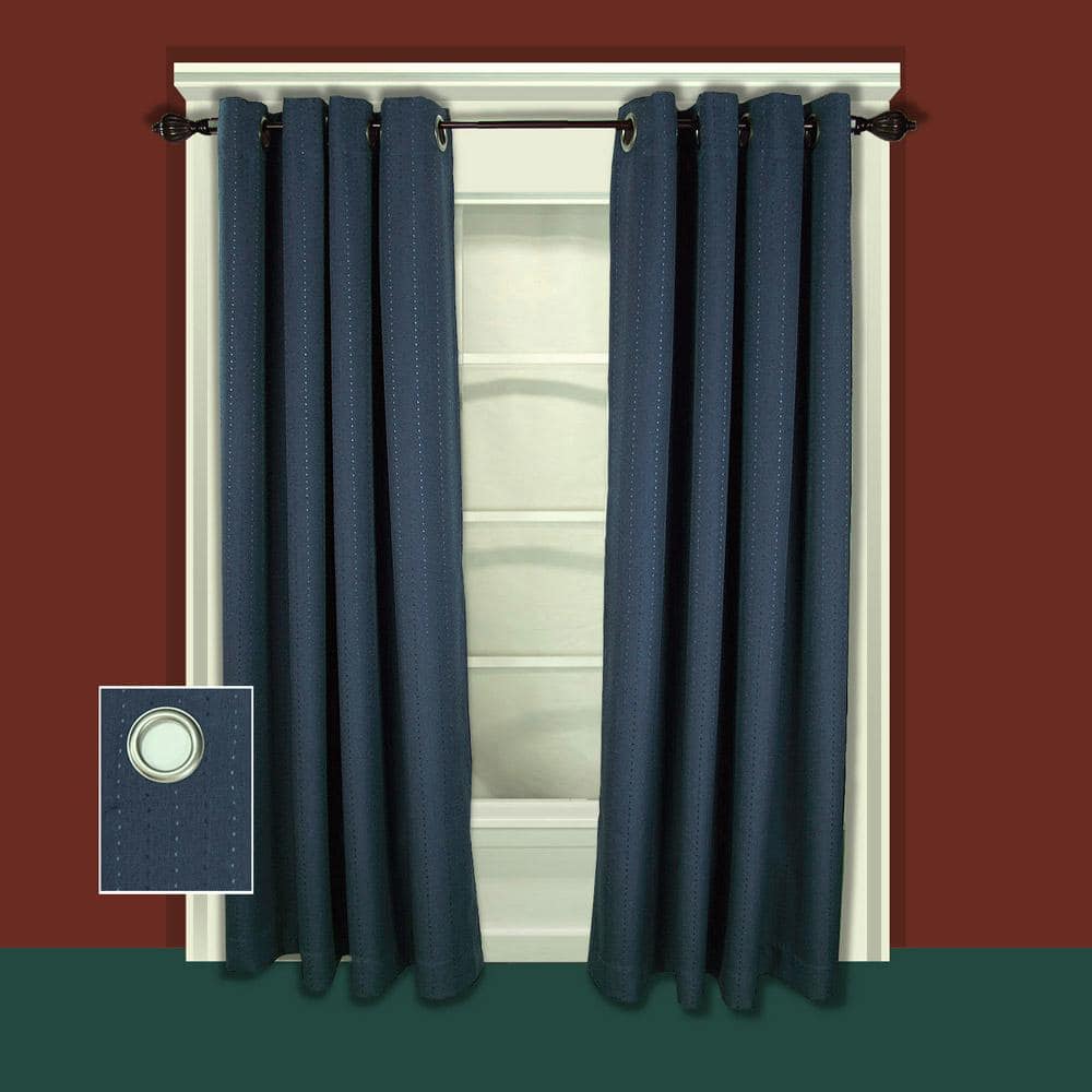 Deep Blue 96" Polyester Blackout Pleated Grommet Panel