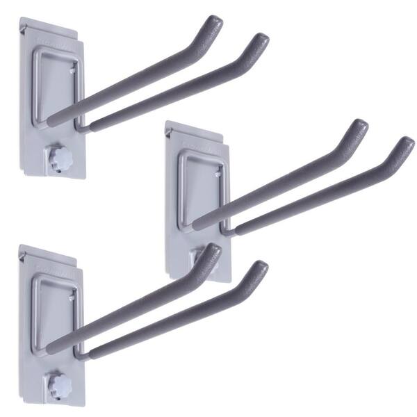 CROWNWALL Slatwall 55 lbs. 8 in. Locking Double Hook (3-Pack) DHK8-L-3P