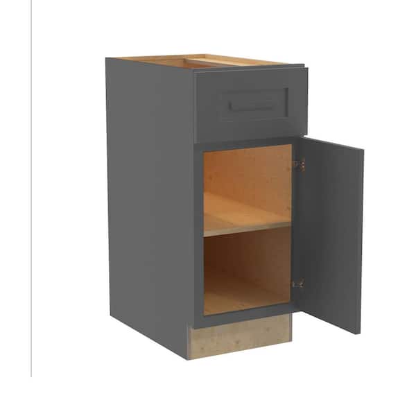Grayson 12 in. W x 24 in. D x 34.5 in. H Assembled Plywood Base Kitchen Cabinet in Deep Onyx with Soft Close RH