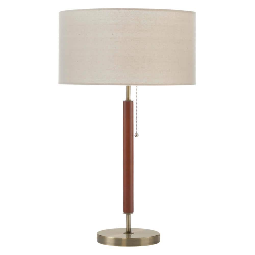 Hamilton 26.25'' White Linen Shade Table Lamp with Walnut Wood Body